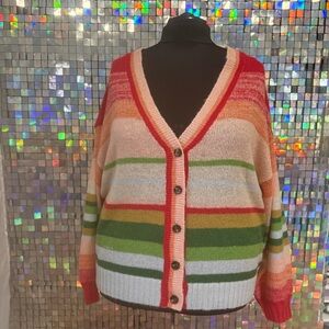 Torrid 2x 18/20 Striped Multicolor Button-Up Cardign Women's Sweater